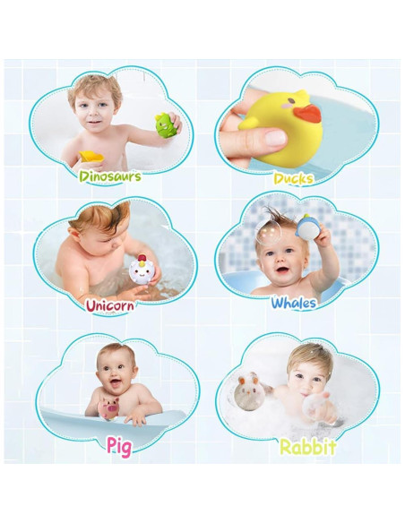 Juguetes de baño ANUOEXGO para bebés 6PCS sin agujero