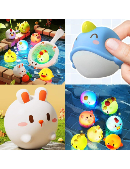 Juguetes de baño ANUOEXGO para bebés 6PCS sin agujero