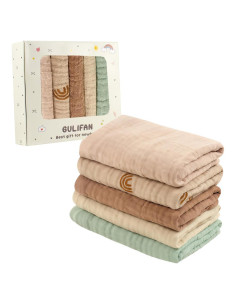 Set de 5 Toallitas de Muselina GULIFAN 100% Algodón para Bebés