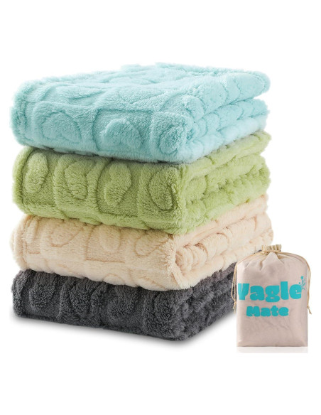 4 Mantas para Bebés Yagle Mate 76x102 cm Suaves y Coloridas