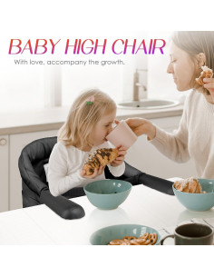 Silla Alta Plegable Portátil para Bebés 6-36 Meses - Negro 2