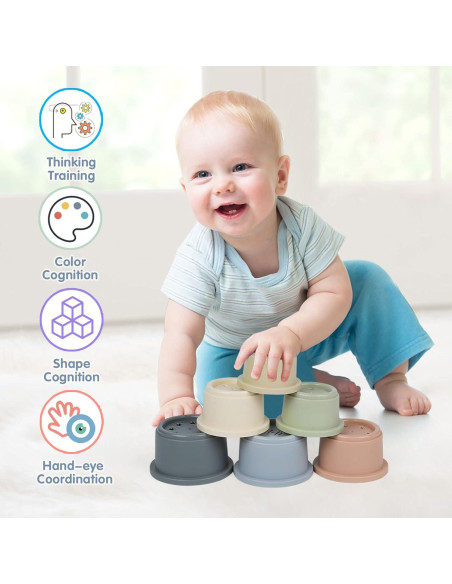 Juguete Tazas Apilables SKYWHALE 8PCS para Bebés 6-12 Meses
