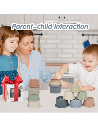 Juguete Tazas Apilables SKYWHALE 8PCS para Bebés 6-12 Meses