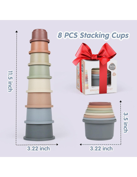 Juguete Tazas Apilables SKYWHALE 8PCS para Bebés 6-12 Meses