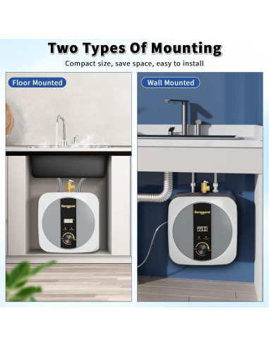 Calentador de Agua Eléctrico Ganggend 9.5L 1500W Bajo Fregadero