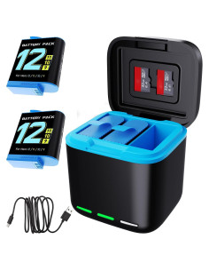 Batería y Cargador Rápido Yeewanke para GoPro Hero 12/11/10/9