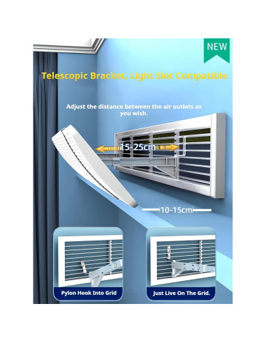 Deflector de Aire Acondicionado QIANDAHOM Ajustable 90-120 cm