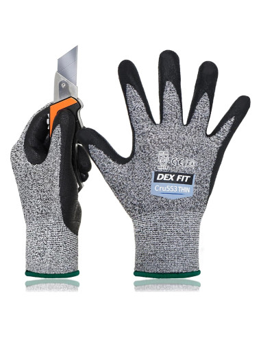 Guantes Anticorte DEX FIT Cru553T - Ajuste 3D, Gris M
