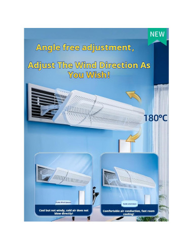 Deflector de Aire Acondicionado QIANDAHOM Ajustable 90-120 cm
