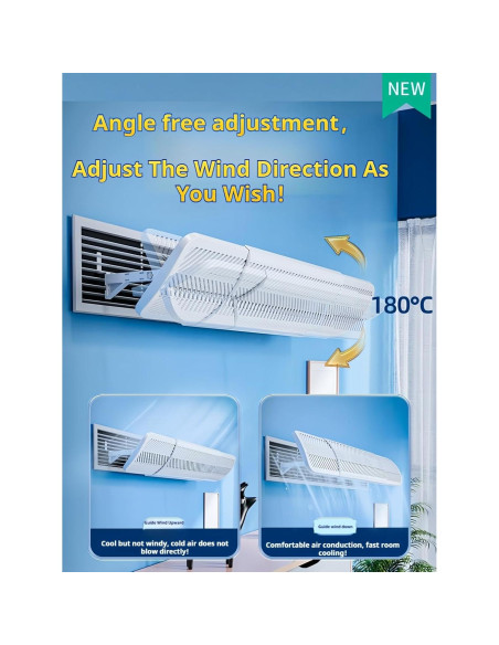 Deflector de Aire Acondicionado QIANDAHOM Ajustable 90-120 cm