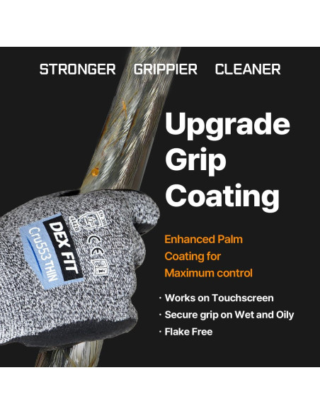 Guantes Anticorte DEX FIT Cru553T - Ajuste 3D, Gris M