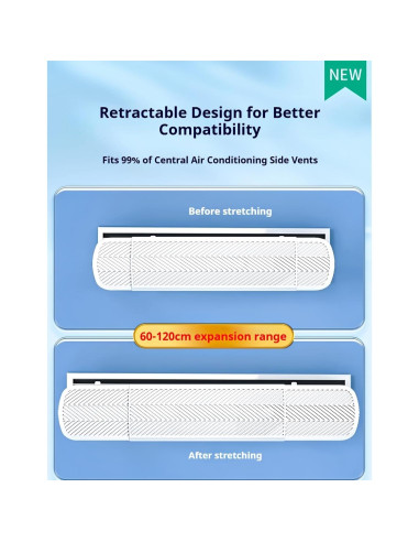 Deflector de Aire Acondicionado QIANDAHOM Ajustable 90-120 cm