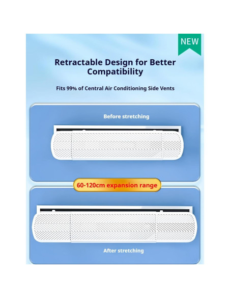 Deflector de Aire Acondicionado QIANDAHOM Ajustable 90-120 cm