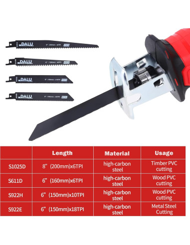 Sierra Recíproca Inalámbrica BDJHMP 21V 2000mAh 3000RPM