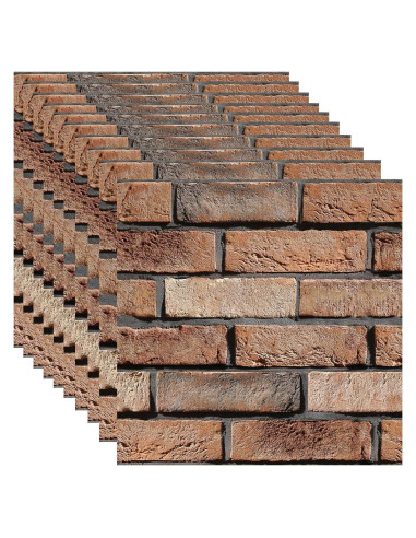 Paneles de Pared 3D Autoadhesivos Veczom Ladrillo Rojo 10 Unidades