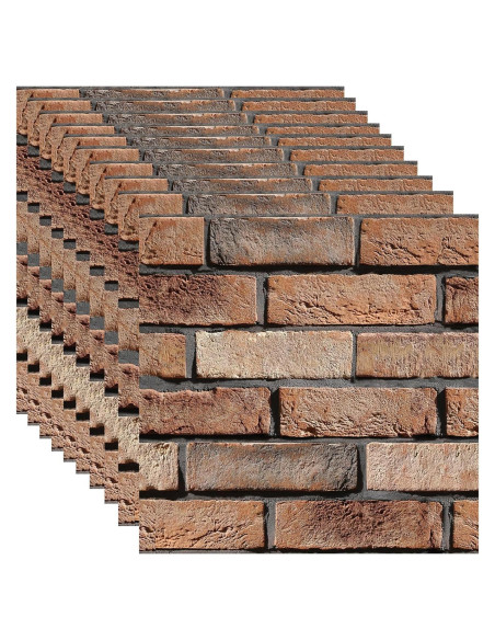 Paneles de Pared 3D Autoadhesivos Veczom Ladrillo Rojo 10 Unidades