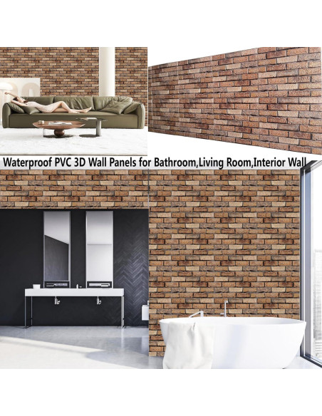 Paneles de Pared 3D Autoadhesivos Veczom Ladrillo Rojo 10 Unidades