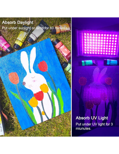 Pintura Acrílica Neón AUREUO 8 Colores Brillan en Oscuridad 21ml