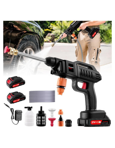Lavadora a Presión Inalámbrica 21V 1500W con 2 Baterías 2Ah