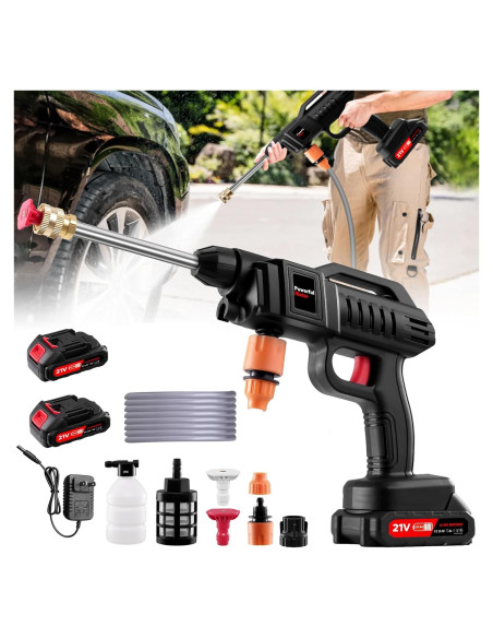 Lavadora a Presión Inalámbrica 21V 1500W con 2 Baterías 2Ah