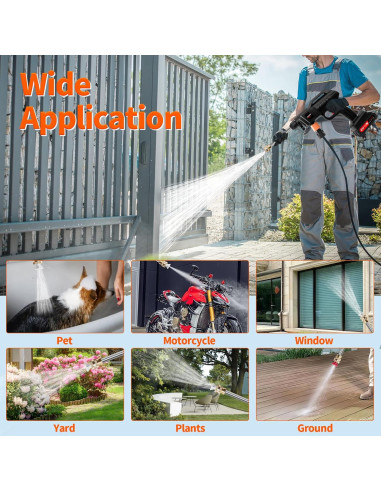 Lavadora a Presión Inalámbrica 21V 1500W con 2 Baterías 2Ah