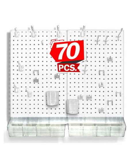Organizador de Pegboard Azar Displays 70 Piezas Blanco 68.58x55.88cm Organizador de Pegboard Azar Displays 70 Piezas Blanco 68.58x55.88cm