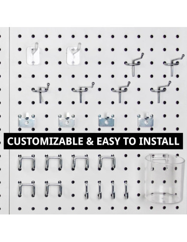 Organizador de Pegboard Azar Displays 70 Piezas Blanco 68.58x55.88cm