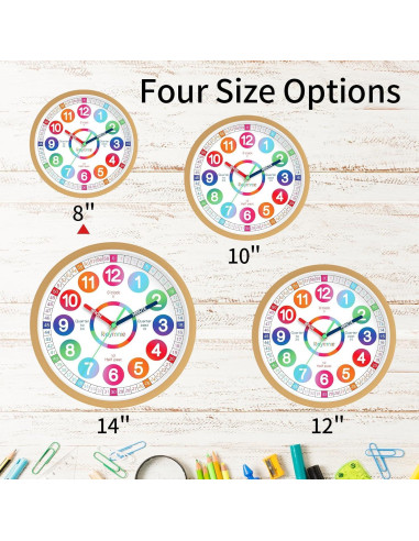 Reloj de Aprendizaje Silencioso Roymnie 20.32 cm Multicolor