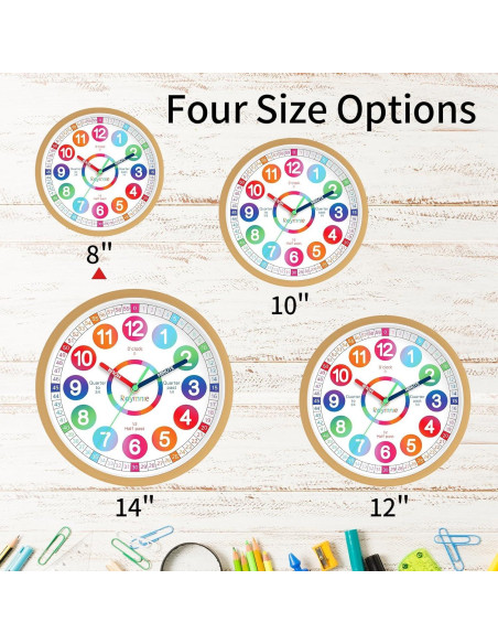 Reloj de Aprendizaje Silencioso Roymnie 20.32 cm Multicolor