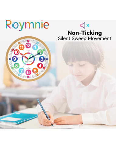 Reloj de Aprendizaje Silencioso Roymnie 20.32 cm Multicolor