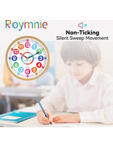 Reloj de Aprendizaje Silencioso Roymnie 20.32 cm Multicolor