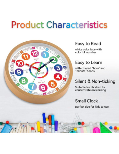 Reloj de Aprendizaje Silencioso Roymnie 20.32 cm Multicolor