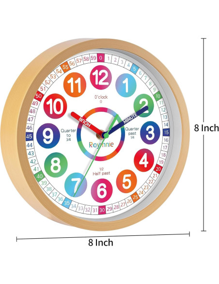 Reloj de Aprendizaje Silencioso Roymnie 20.32 cm Multicolor