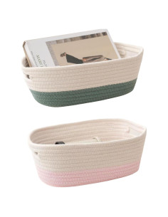 Cesta de Almacenamiento de Cuerda de Algodón YiYeraio 30.99x20.07cm 2Pcs