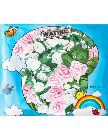 Corona Floral Dorada WATINC con Cruces y Rosas Falsas 25 cm