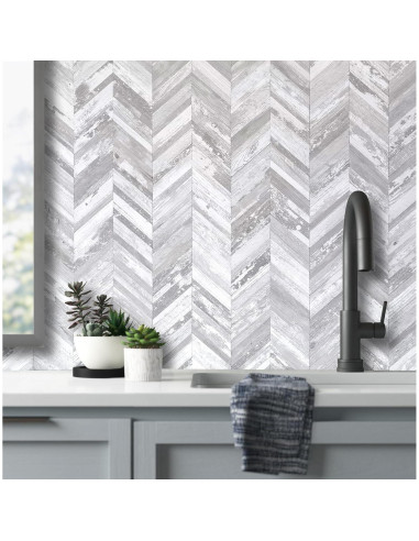 Baldosas DICOFUN 10 Hojas PVC Look Madera Blanca 30.48cm