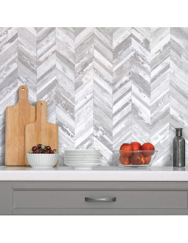 Baldosas DICOFUN 10 Hojas PVC Look Madera Blanca 30.48cm