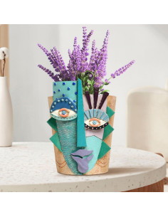 Maceta de Resina BJVF Grande con Drenaje - Cara Abstracta 20cm 2