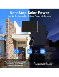 Panel Solar GYKZ 5W para Cámara Arlo, Resistente al Agua IP65 2