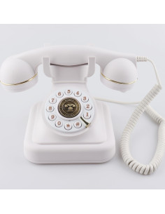 Teléfono de Disco Vintage SIXDEFLY Blanco 1960 Retro 2