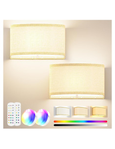 Juego de Apliques de Pared PRTILOUD Recargables 5000mAh 15 Colores