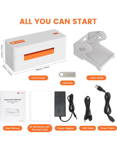 Impresora de Etiquetas Térmicas Inalámbrica LIKEDE LP46 4x6"