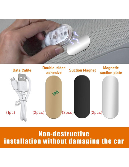 Augeny 2 PCS Luces LED Inalámbricas para Automóvil Interior