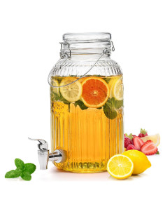 Dispensador de Bebidas de Vidrio Kingrol 4L con Grifo y Tapa