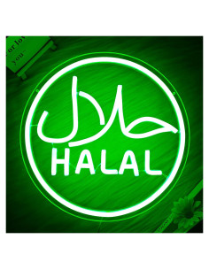 Cartel de Neón LED Halal Verde YvuYamg 24x8cm Regulable
