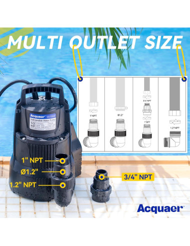 Bomba de Sump Acquaer 1/2 HP Automática 2450 GPH Drenaje