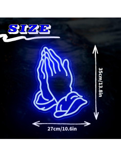 Luz de Neón Manos en Oración LED Regulable 35x27 cm JIARODEY 2