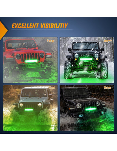 Barra de Luz LED Nilight 30cm 72W Verde IP67 para Off Road