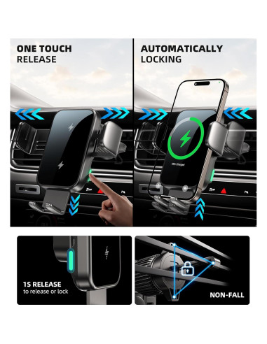 Soporte para teléfono de coche GuMosh con carga inalámbrica 15W