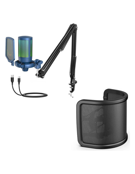 Micrófono USB para Juegos FIFINE A6TB+U1 con RGB y Filtro Antipop Micrófono USB para Juegos FIFINE A6TB+U1 con RGB y Filtro Antipop